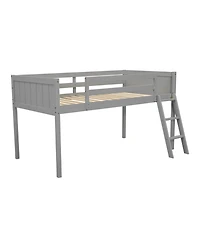Twin Wood Low Loft Bed with Ladder, ladder can be placed on the left or right