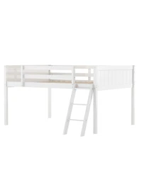 Full Wood Low Loft Bed With Ladder, Ladder Can Be Placed On The Left Or Right
