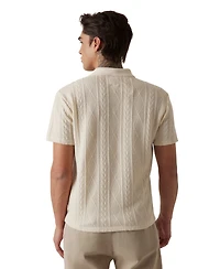 Guess Men's Olin Short Sleeve Textured Knit Polo Sweater