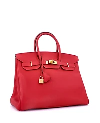 Pre-Owned HERMA‰S Birkin 35 Handbag Red Epsom with Gold Hardware