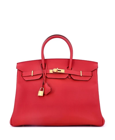 Pre-Owned HERMA‰S Birkin 35 Handbag Red Epsom with Gold Hardware