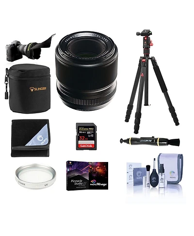 Fujifilm Xf 60mm f/2.4 R Macro Lens, Bundle with Veo 3 Go 235AB 23mm 5-Section Al Tripod with T-50 Ball Head, 32GB Card, Lens Case, Flex Lens Shade,