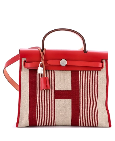 Pre-Owned HERMA‰S 31 Herbag Zip H Vibration Toile and Leather