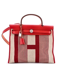 Pre-Owned HERMA‰S 31 Herbag Zip H Vibration Toile and Leather