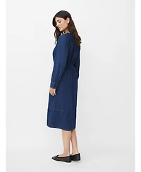Masai Copenhagen Women's Long Sleeve V-Neck Denim Midi Dress