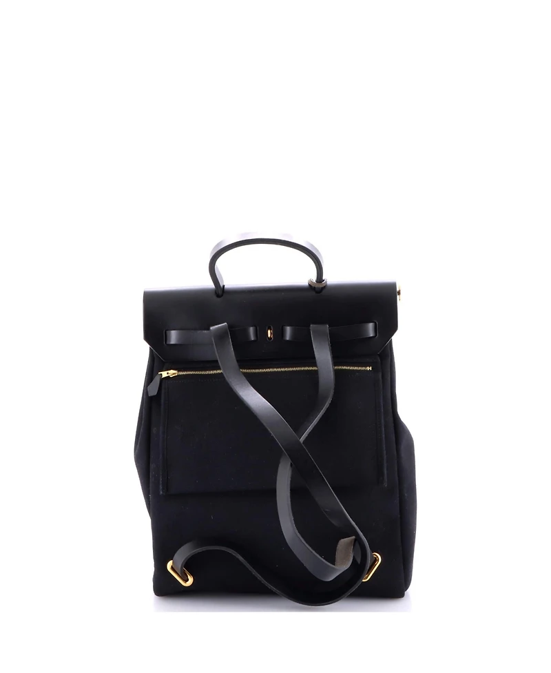 Pre-Owned Hermes Herbag A Dos Zip Backpack Toile and Leather