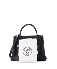 Pre-Owned Hermes Kelly 28 Handbag Black Togo with Palladium Hardware