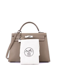 Pre-Owned HERMA‰S Kelly 32 Handbag Grey Epsom with Palladium Hardware