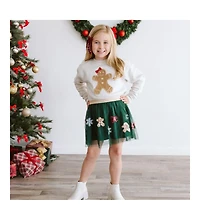 Sweet Wink Baby Girls Gingerbread Sequin Patch Christmas Sweatshirt