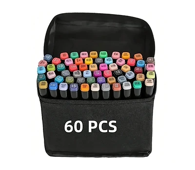 Htutwoo 60 Colors Dual Brush Tip Permanent Art Markers, Alcohol Markers, Coloring Marker, For Book Painting Card Making, Christmas Gift For Adults
