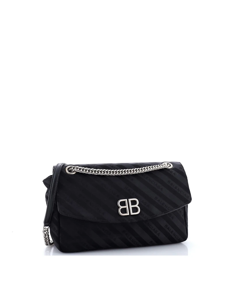 Pre-Owned Balenciaga Medium Bb Chain Round Shoulder Bag Jacquard