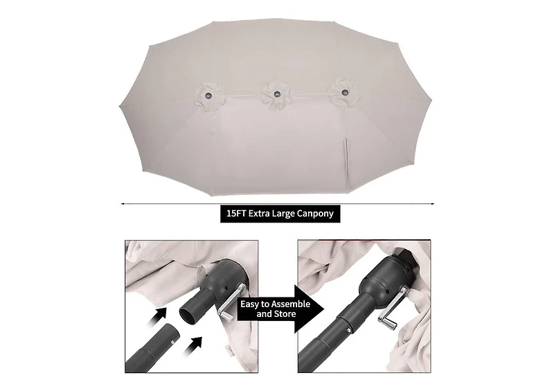Aecojoy 15x9ft Double-Sided Patio Umbrella