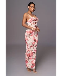 Jluxlabel Women's Ivory Floral Slinky maxi dress
