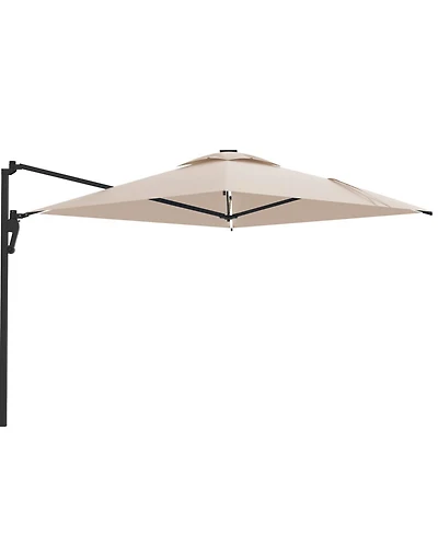 Aecojoy 10FT Large Patio Umbrella with Solar Lights, Rectangle Wall Mounted Outdoor
