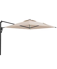 Aecojoy 10FT Large Patio Umbrella with Solar Lights, Rectangle Wall Mounted Outdoor