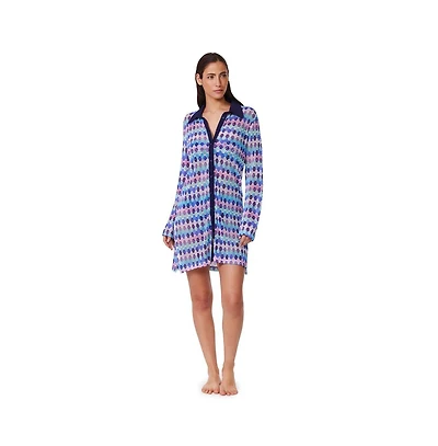 Profile by Gottex Women's Retro Riviera Netted Crochet Buttoned Tunic Cover-Up