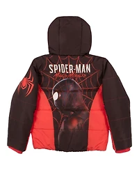 Miles Morales Boys Marvel Spider-Man Graphic Print Winter Jacket