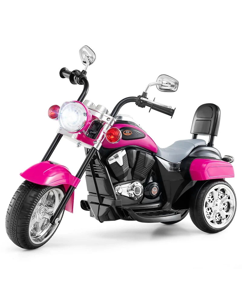 Gymax 6V Electric Kids Motorcycle 3-Wheel Ride On Toy w/ Adjustable Headlight