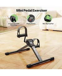 DeerRun Under Desk Bike Portable peddler with adjustable resistance for arm/leg workouts. Features an Lcd monitor, calorie tracker, and folding desig