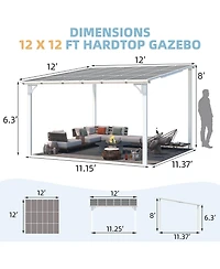 Aecojoy 12'x12' Wall Mounted Gazebos Pergola