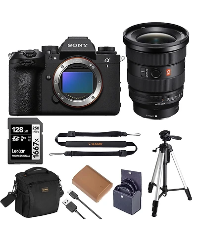 Sony a1 Ii Mirrorless Camera, Bundle with Fe 16-35mm f/2.8 Gm Ii G Master Lens, 128GB Memory Card, Extra Battery, Shoulder Bag, Sling Strap, Tripod