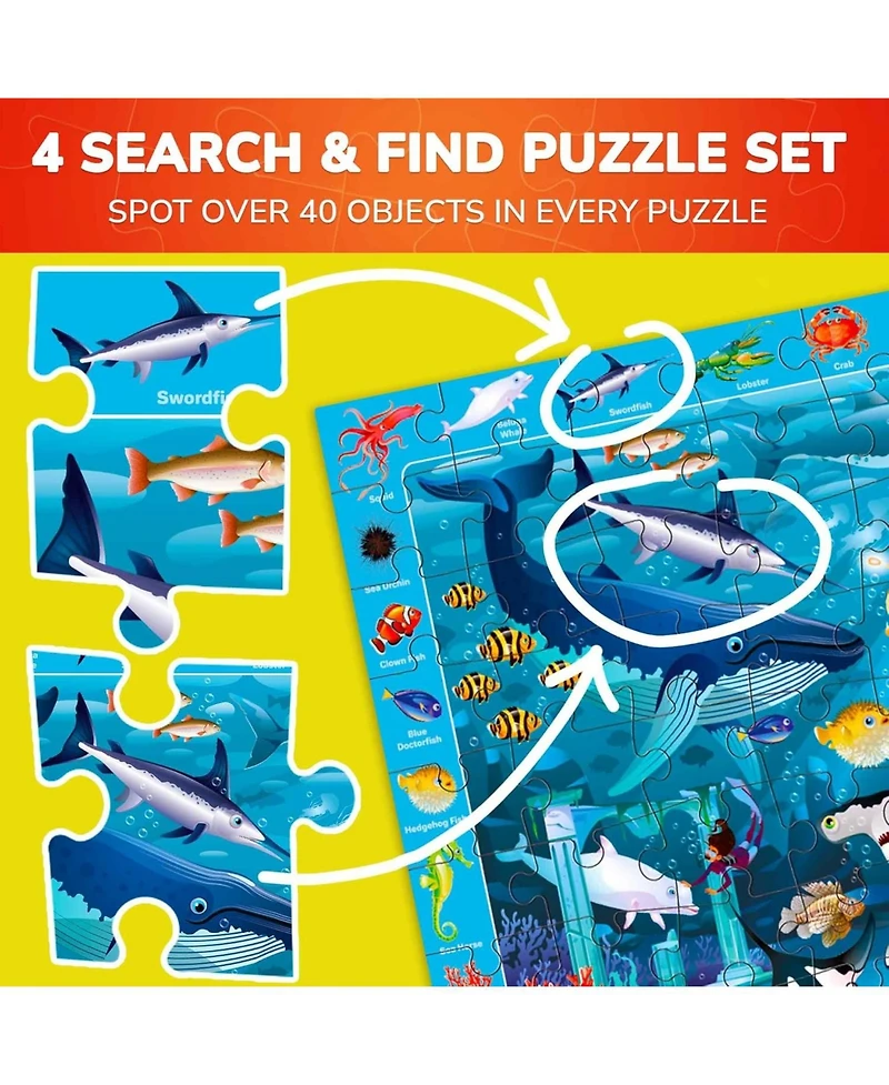 Quokka 4x100 Pcs Search & Find Puzzles for Kids 4-6