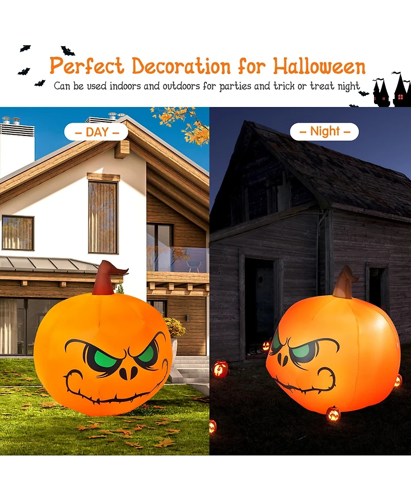 4 Ft Halloween Inflatable Pumpkin Large Blow up with Build-in Led Light