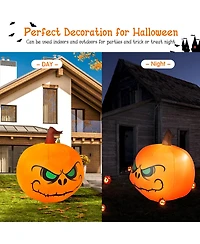 4 Ft Halloween Inflatable Pumpkin Large Blow up with Build-in Led Light