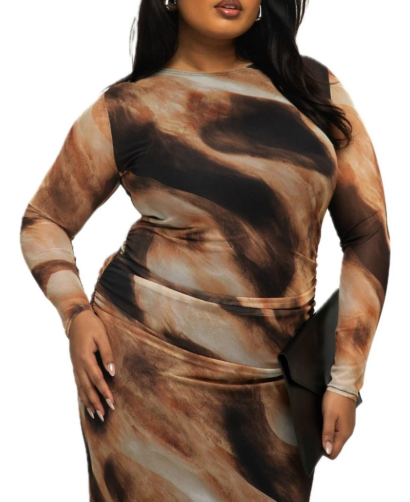 Fashion-szn Curve Women's Abstract Print Midaxi Dress
