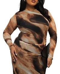 Fashion-szn Curve Women's Abstract Print Midaxi Dress