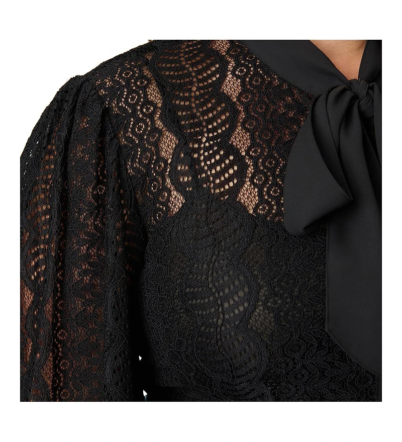 Unique Vintage Plus Long Sleeve Neck Tie Gwen Blouse