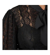 Unique Vintage Plus Long Sleeve Neck Tie Gwen Blouse