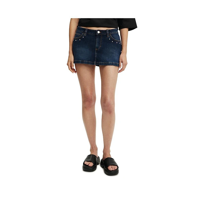 Cotton On Women's Micro Low Denim Skirt