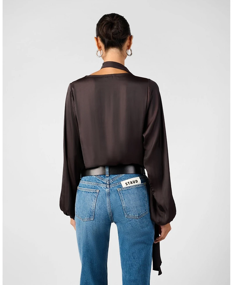 WeWoreWhat Women's Wrap Neck Tie Top