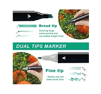 Htutwoo 80 Colors Dual Brush Tip Permanent Art Markers, Alcohol Markers, Coloring Marker, For Book Painting Card Making, Christmas Gift For Adults
