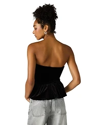 Steve Madden Women's Tessae Velvet Strapless Bubble Hem Tube Top