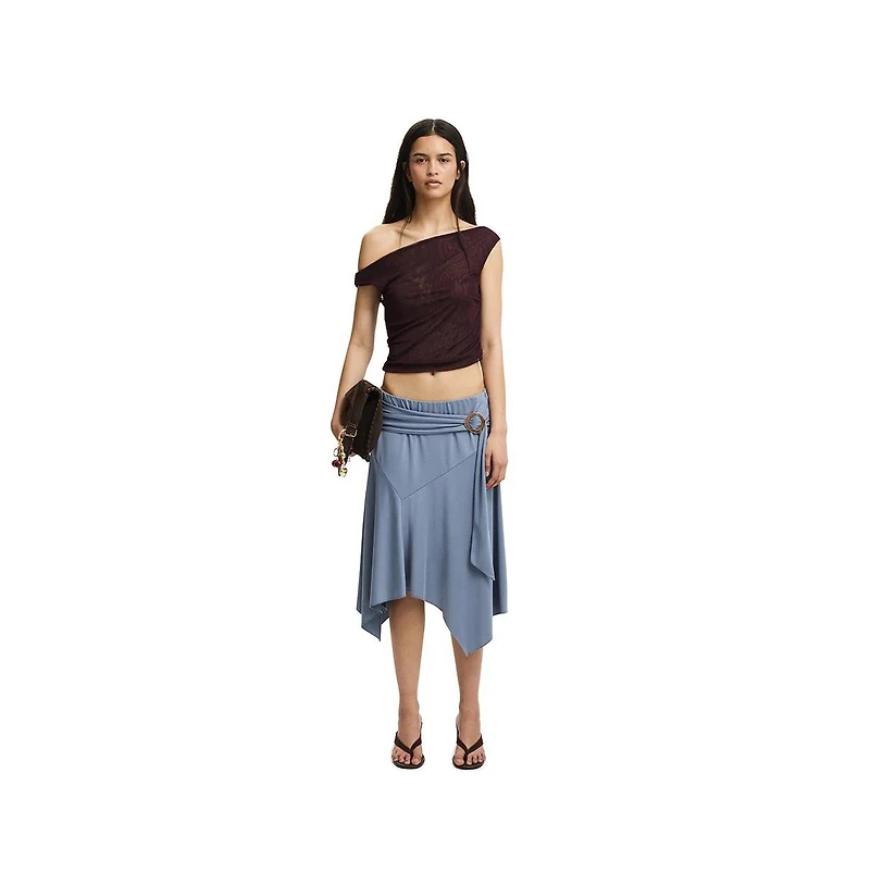 Cotton On Women's Gathered Mesh Off Shoulder Top