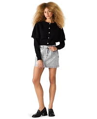 Steve Madden Women's Beck Metallic Coated Denim Mini Skirt