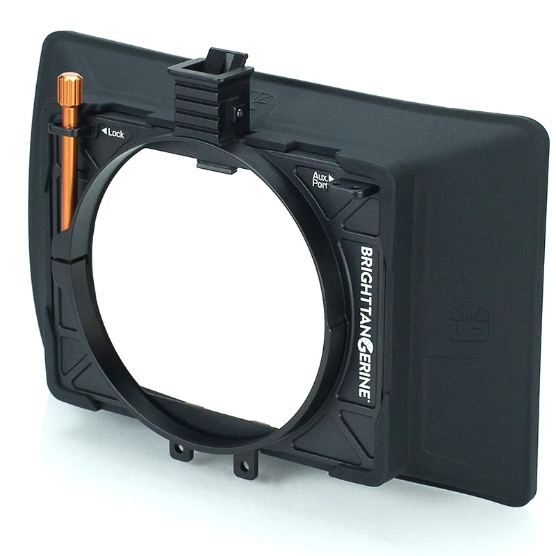 Bright Tangerine Misfit Atom 4x5.65in and 4x4in Ultra Lightweight 2-Stage Clip-On Matte Box with Detachable Lens Shade, 114mm Clamp Attachment