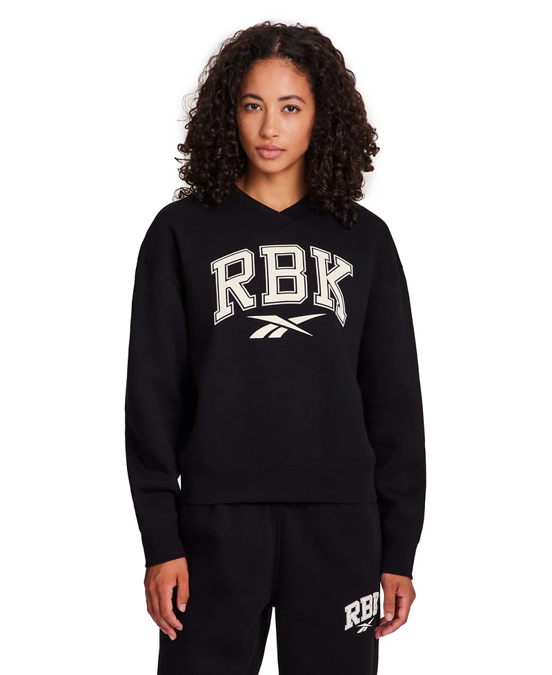 Reebok Women's New Heritage Varsity V-Neck Sweatshirt