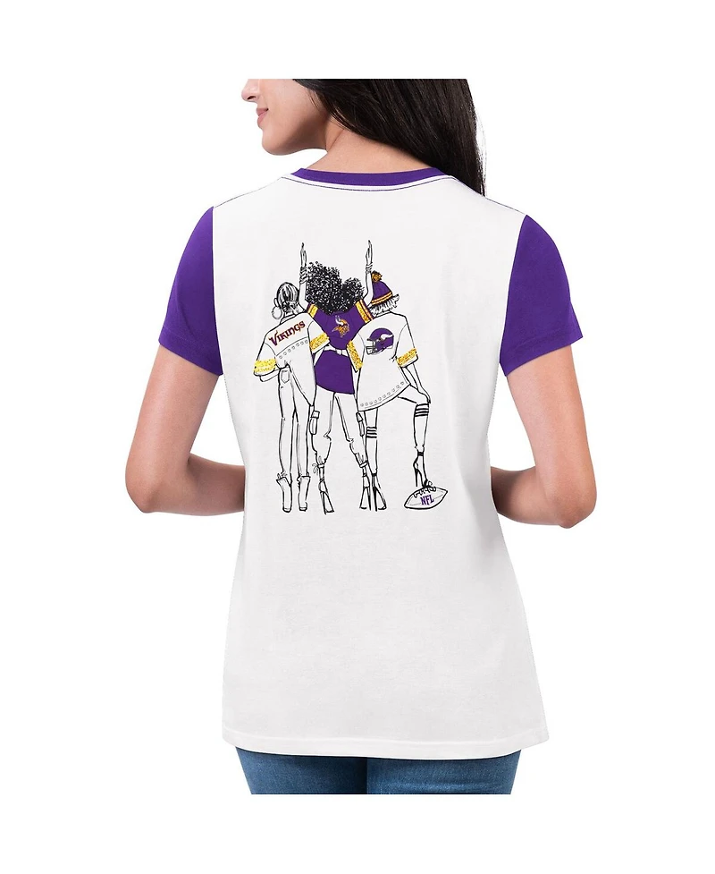 G-iii 4Her by Carl Banks Women's White/Purple Minnesota Vikings Fashion Illustration T-Shirt