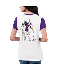 G-iii 4Her by Carl Banks Women's White/Purple Minnesota Vikings Fashion Illustration T-Shirt