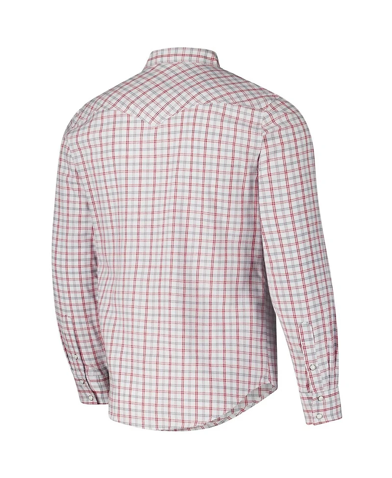 Colosseum Men's x Wrangler White Indiana Hoosiers Plaid Window Pane Long Sleeve Full-Snap Shirt