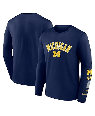 Fanatics Men's Navy Michigan Wolverines Badging Long Sleeve T-Shirt