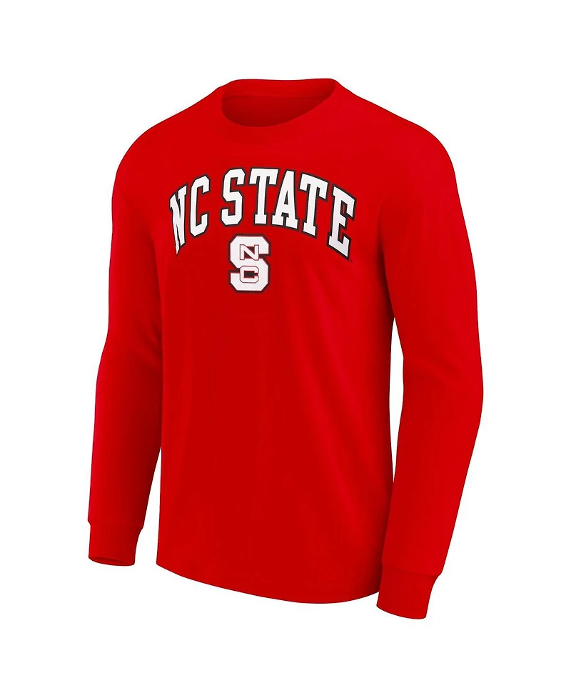 Fanatics Unlabeled Men's Red Nc State Wolfpack Team Logo Long Sleeve T-Shirt