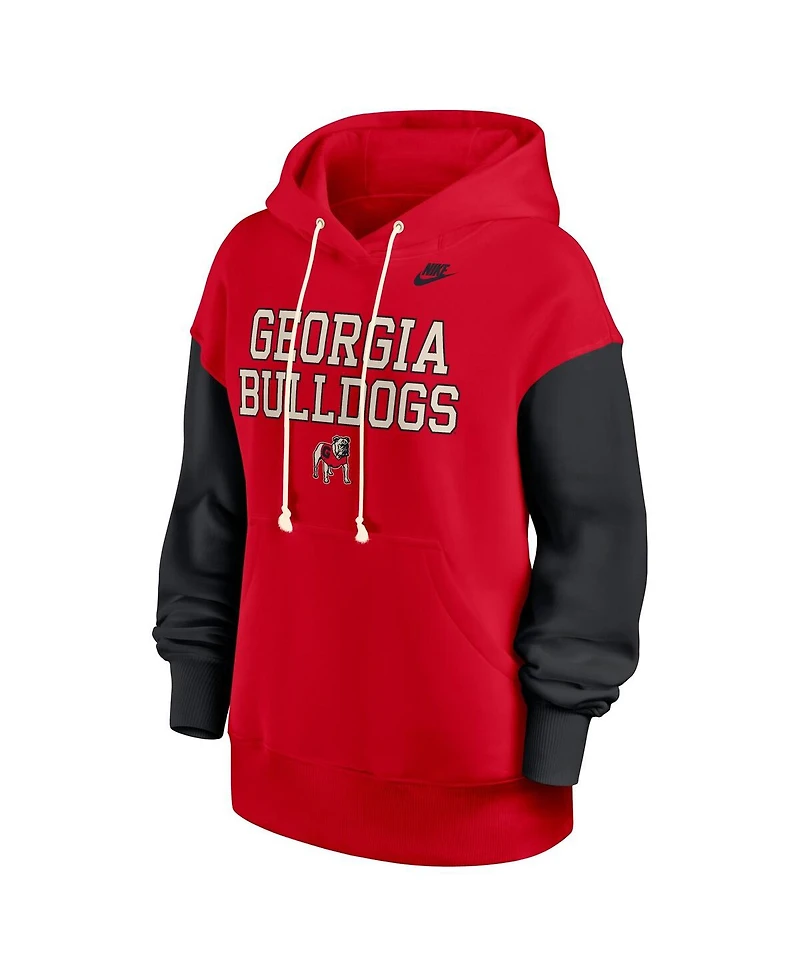 Nike Women's Red/Black Georgia Bulldogs Oversized Legacy Phoenix Pullover Hoodie