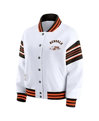 Wear by Erin Andrews Women's White Cincinnati Bengals Full-Snap Fleece Sweatshirt Jacket