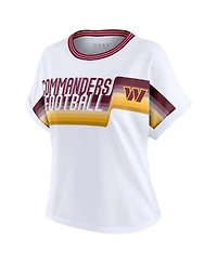 Wear by Erin Andrews Women's White Washington Commanders Cropped Center Stripe Dolman T-Shirt