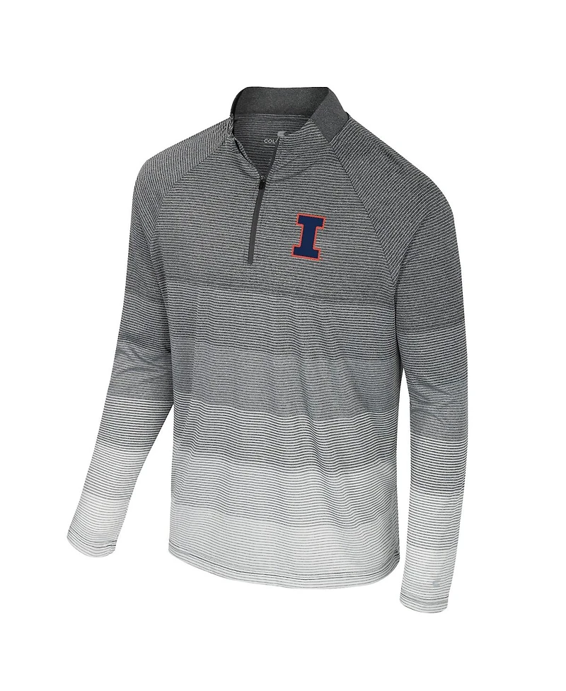 Colosseum Men's Gray Illinois Fighting Illini Ai Striped Mesh Quarter-Zip Raglan Windshirt Jacket