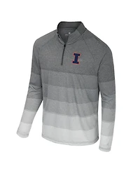 Colosseum Men's Gray Illinois Fighting Illini Ai Striped Mesh Quarter-Zip Raglan Windshirt Jacket